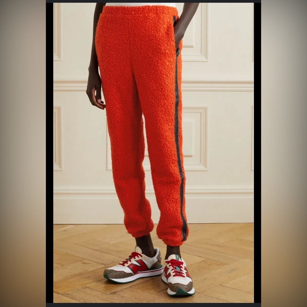 STAUD Chutes faux leather-trimmed fleece track pants Women’s Size small